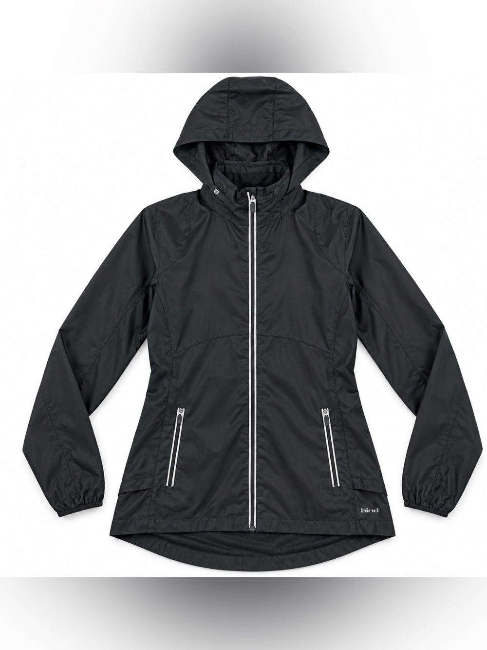 Hind Women’s Black Reflective Running Windbreaker Funnel Neck Jacket M